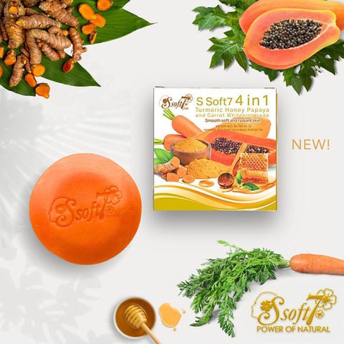 S SOFT7 4 IN 1 TURMERIC HONEY PAPAYA AND CARROT SOAP